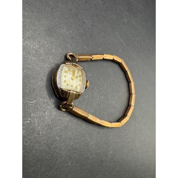 Vintage Bulova Rose 14K ROLLED GOLD Plate Ladies Cocktail Wrist Watch 16mm main image 7